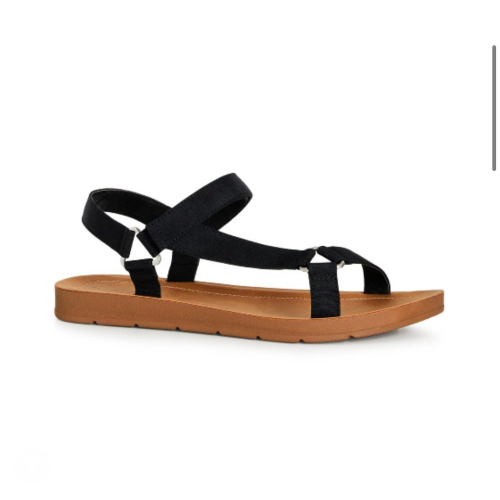 NEW Cloudwakers Womens Wide Fit Tori Strap Sandal Black - Size 10